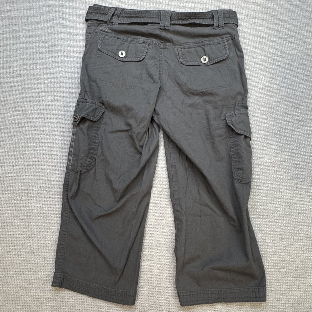 Columbia Womens Gray Cargo Capri Pants Size 4 Pockets Belted Double Button Waist - Picture 2 of 15